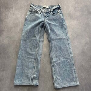 Hollister Low-Rise Baggy Jeans Women 25 Light Acid Wash Excellent Wide Leg Y2K